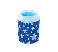 Cartoon Blue Checkered Plaid Stars Portable Paw Washer with Soft Massage Brush Feet Bathing Brush for Small Medium Dogs & Cat Breeds peine para perros