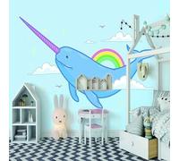 Cartoon Blue Dolphins White Clouds Rainbow 3D Wallpaper Luxury Home Dining Decor Paste Sofa Living Room The Wall for Bedroom Mural-350cm×256cm