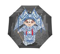 Cartoon Blue Handsome Guy Automatic Foldable Umbrella UV Protection Auto Open Close Folding Sun Blocking Umbrellas for Travel Women Boys Girls