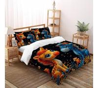 Cartoon Blue Horse Bedding Set Digital Printe Animal Themes Wildlife Duvet Cover Set Microfiber Quilt Cover Suitable for Family,couple,children with Pillow Super King(260x220cm)