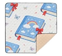 Cartoon Blue Magic Book Soft Padded Foldable Baby Play mat for Indoor Outdoor Non-Toxic Foldable Tummy Time & Crawling Mat for Baby Kids Toddlers Infants, 50'' x 50''
