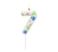 Cartoon Blue Monster Alien Dogs Birthday Number Candle, Blue and Pink Paw Themed Birthday Candle, Dogs Paw Birthday Candle Birthday Cake Decoration, Cartoon Birthday Decoration Party Supplies (7)
