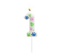 Cartoon Blue Monster Alien Dogs Birthday Number Candle, Blue and Pink Paw Themed Birthday Candle, Dogs Paw Birthday Candle Birthday Cake Decoration, Cartoon Birthday Decoration Party Supplies (1)