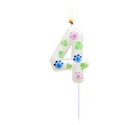 Cartoon Blue Monster Alien Dogs Birthday Number Candle, Blue and Pink Paw Themed Birthday Candle, Dogs Paw Birthday Candle Birthday Cake Decoration, Cartoon Birthday Decoration Party Supplies (4)