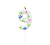 Cartoon Blue Monster Alien Dogs Birthday Number Candle, Blue and Pink Paw Themed Birthday Candle, Dogs Paw Birthday Candle Birthday Cake Decoration, Cartoon Birthday Decoration Party Supplies (9)
