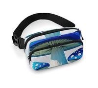 Cartoon Blue Mushroom Fanny Pack with Multiple Pockets, Personalized Waist Bag with Zipper, Multifunctional Bum Bags for Travel, Belt Bag with Adjustable Strap, Crossbody Bags