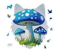 Cartoon Blue Mushroom Jigsaw Puzzle 175PCS Wolf Head Design Puzzle Wooden Jigsaw Puzzles for Adults Families