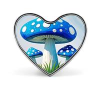 Cartoon Blue Mushroom Lapel Pin Heart Brooches And Pins - Metal Badge for Shirts, Jackets, Hats | Durable Fashion Accessory & Gift for Men, Women, Events, Cartoon Blue Mushroom, Love form