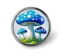 Cartoon Blue Mushroom Round Badge Cute Enamel Lapel Pin Brooches Button Pin Personalized Clothing Decoration Unisex Badge Holder Hats Bags Shirts Decor