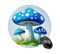 Cartoon Blue Mushroom Round Mouse Pad 7.8 Inch, Portable Gaming Mouse Mat with Non-Slip Rubber Base & Smooth Surface, Waterproof Mousepad for PC, Laptop, Computer, Office, Home