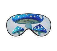 Cartoon Blue Mushroom Sleep Mask for Women Men, Soft Eye Mask with Adjustable Strap for Sleeping, Light Blocking Travel Blindfold for Nap Comfortable Eye Cover for Home Office