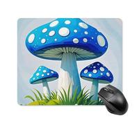 Cartoon Blue Mushroom Square Mouse Pad Portable Computer Mousepad with Non-Slip Rubber Base 18 * 22cm Ultra-Thin Gaming Mouse Mat for Computer Laptop Office Desk Accessories