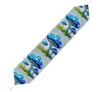 Cartoon Blue Mushroom Table Runner for Dining Table, Short Plush Runners Washable & Durable Tablerunner Modern Home Decor for Wedding, Kitchen, Holiday 178*33cm