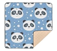 Cartoon Blue Panda Baby Play Mat for Floor, 50x50 inch Playpen Mat,Thicken Soft Non-Slip Tummy Time Mat for Toddlers and Infants