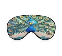 Cartoon Blue Peacock Eye Mask Sleep Mask for Side Sleeper Women Men Pressure-Free & Light Block-Out Blindfold Soft Comfortable Eye Covers Breathable Blindfold Adjustable