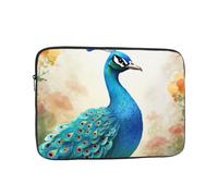 Cartoon Blue Peacock Laptop Sleeve for Women Men, 15 Inch Waterproof Laptop Bag Lightweight Notebook Computer Cover Bag