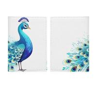 Cartoon Blue Peacock Leather Passport Holder Handmade Passport Cover with Card And Ticket Slot Easy Access Passport Case Passport Wallet Passport Holder for Women And Men, style, 20.3x13.8cm