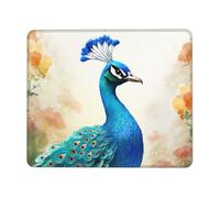 Cartoon blue peacock Mouse Pad with Stitched Edge, Comfortable Mouse Pads with Non-Slip Rubber Base Gaming Mouse Mat Washable Mousepads Computers Laptop Desk Accessories for Office 7 x 8.6 in