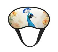 Cartoon Blue Peacock Sleep Mask for Side Sleeper Soft Breathable Sleeping Eye Mask Blackout Silk Eye Sleep Shade Cover with Elastic Strap Night Blindfold for Women Men Travel Nap