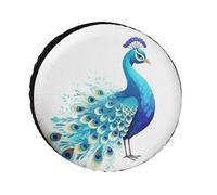 Cartoon Blue Peacock Spare Tire Cover Weatherproof Tire Diameters 24-36 Inch Universal Wheel Protectors Waterproof for