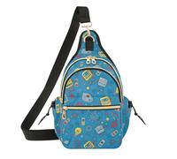 Cartoon Blue Robots Crossbody Pouch Bright Print Chest Bag for Boys