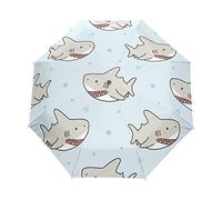 Cartoon Blue Sea Shark Automatic Umbrella Windproof Foldable Umbrells Auto Open Close for Girls Boys Women
