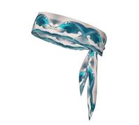 Cartoon Blue sea Wave Double-Sided Sports Headband, Unisex Headband for Playing Ball, Fitness and Outdoor Activities
