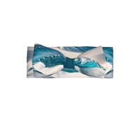 Cartoon blue sea wave Printed baby bow headband - super soft elastic headband, suitable for newborns, parties, photo shoots and daily wear,