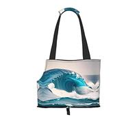 Cartoon Blue sea Wave Printed pet Shoulder Bag, Suitable for Small Dogs and Cats, Shopping and Travel Dual-Purpose Bag
