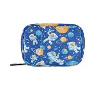 Cartoon Blue Space Planet Astronaut aid Bag with Detachable Compartments Attachable Pill bagsportable Pill Organizer
