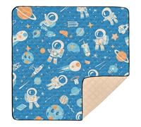 Cartoon Blue Space Planet Astronaut Cute Foldable Baby Girl Play mat for Indoor Outdoor Cozy Breathable Foldable Tummy Time Mat for Baby Kids Toddlers Infants, 50'' x 50''gimnasio para Bebes