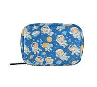 Cartoon Blue Space Planet Astronaut Pill Organizer with Detachable Compartments Convenient Medical bagmedicine Pill Organizer