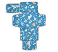 Cartoon Blue Space Planet Astronaut Reusable Baby Changing Pads with Tissue Pocket Portable Baby Changing pad with Built-in Pillow cambiador de pa?ales para Bebes