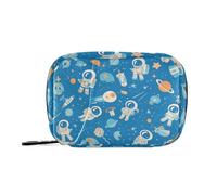 Cartoon Blue Space Planet Astronaut Travel Bag with Detachable Compartments Portable Travel bagdaily Pill Organizer