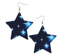 Cartoon blue star Prints Leather Star-Shaped Earrings Lightweight And Stylish Accessories For Parties Dances And Everyday Life.