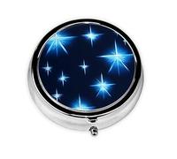 Cartoon Blue Star Round Mini Pill Box, 3 Compartment Pill Box, Portable Pill Box, can be Put into Wallet, Pocket, Light and Convenient