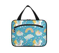 Cartoon Blue Unicorns Hanging Bags for Travel with Hook, Designer Unisex Cosmetic Bags for Men Traveling bolsas para maquillaje de Mujer L