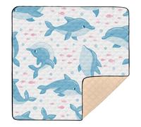Cartoon Blue Whale Large Stylish Baby Playmat for Indoor Outdoor Lightweight Infant Play Activity Mat for Baby Toddler Infant, 50'' x 50''