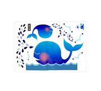 Cartoon Blue Whale Removable Wall Sticker DIY Cartoon Paper for Living Room Bedroom TV Wall Stickers Home Decor