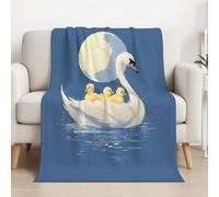 Cartoon Blue White Blanket Gifts for Adults Boys Kids Swan Duck Microfiber Throw Blankets Soft Comfy Lightweight for Home Decor Couch Bed Sofa 27in × 40in (70cm × 100cm)