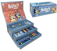 CARTOON Bluey & Bingo Color Briefcase for Kids 52 Piece Set of Colours and Stationery Box with Drawers Drawing and Painting Kit