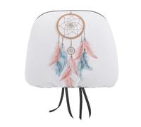 Cartoon Boho Style Dream Catcher Pastel Colors Printed Car Headrest Cover,2 Pieces, Elastic Comfort Head Rest Cover for Women Men, Universal Fits Most Cars Van SUV Truck, Car Interior Decor Accessorie
