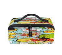 Cartoon Bomb Travel Makeup Bag Portable Cartoon Pattern Waterproof Pouch Open Flat Toiletry Bags Toiletries Cosmetics Traveling Organizer for Women Men