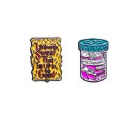 Cartoon Books Enamel Pin Vintage Anti-depressant Book Brooch Funny Words Collar Lapel Pin Novelty Cartoon Cute Enamel Brooch Pins for Backpacks Gifts for Teacher Student