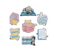 Cartoon Books Enamel Pins with Storage Gift Bag, Magic Book Badges Cute Collar Brooch Decorative Lapel Pins for Backpack Clothing Learning Graduation Gifts for Teacher Student Readers Book Lovers, As