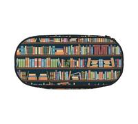 Cartoon Bookshelf Bookworm Cute Aesthetic Big Capacity Zipper Pencil Cases Pen,Portable Office Desk Organizer for Adults