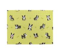 Cartoon Boston Terrier Dog,500 Pieces Puzzles for Adults-Wooden Jigsaw Puzzle for Adults Elderly