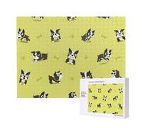 Cartoon Boston Terrier Dog,500 Pieces Wooden Jigsaw Family Game Jigsaw Puzzles for Adults Teens Home Decor