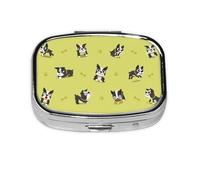 Cartoon Boston Terrier Dog,Meta Pill Box 2 Compartment Medicine Case,Portable Organizer,Rectangle Meta Portable Organizer Pill Box 1767 Compartment Medicine Case