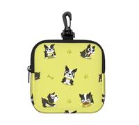 Cartoon Boston Terrier Dog, Square Zipper Storage Bag, Neoprene Coin Purse, Small Wallets, Change Pouch, Change Purse